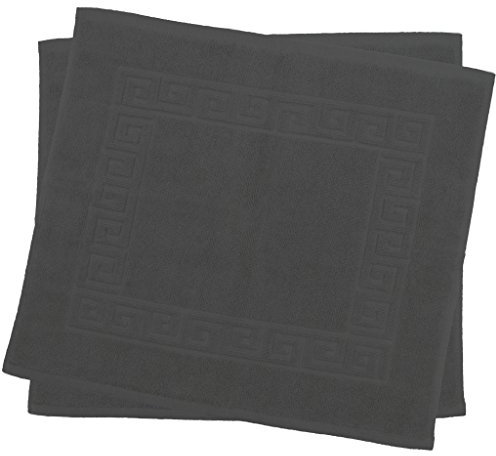 Julie Julsen 2er Pack 50 x 40 cm Badvorleger in Premium Qualität 900 gm2 in aktuellen Farben und 4 Größen aus Baumwolle Badematte Badteppich Duschvorleger Design Spirale Anthrazit