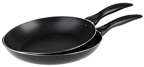 CREALYS - 523966 - set med 2 pressade aluminiumstekpannor Ø24 och 28 cm med non-stick-beläggning, grå färg, alla brännare inklusive induktion