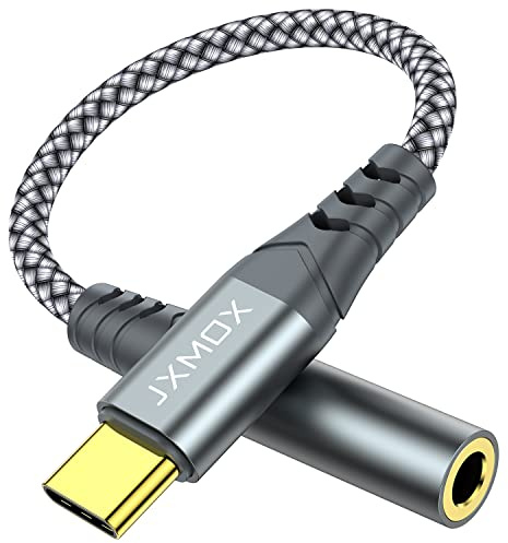 JXMOX USB Type C to 3.5mm Female Headphone Jack Adapter, USB C to Aux Audio Dongle Cable Cord Compatible with iPhone 17 Air 16 15 Pro Max, Samsung Galaxy S25 S24 S23 S22, Pixel 9 8, iPad Pro, MacBook