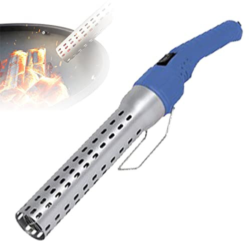 Encendedor Chimenea, Encendedor Barbacoa Comercial Hogar Portátil Encendedor Eléctrico Encienda Rápidamente Carbón Vegetal o Madera, Interruptor de Botón, Reducir la Fatiga de la Mano (Color:Blue