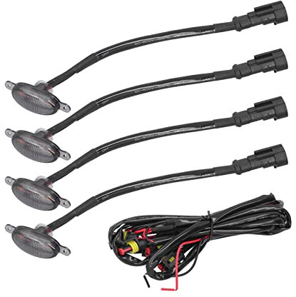 Akozon Éclairage de la Calandre Avant en Métal ABS DC12V LED Ambre Éclairage pour Camionnette Universelle de SUV Lampe D'avertissement Tout-terrain de Voiture