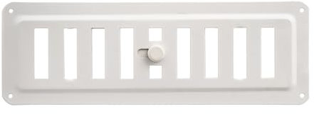 DEMLOU rejilla de ventilación regulable 23x7,5 cm – rectangular estrecha de acero galvanizado pintado en polvo con apertura y cierre para paredes, techos, chimeneas y estufas – blanca RAL9016.