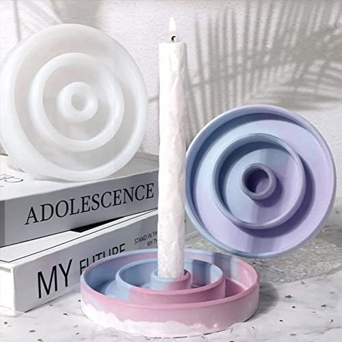 Silikon Gießformen Kerzenhalter - Runde Formen für Beton - Ideal für Stabkerzen & Teelichter - Kerzenhalter Silikonformen