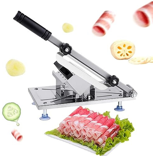 Tyenaza Cortador de Carne Congelada, Cortadora Manual de Carne Congelada de Acero Inoxidable, MáQuina Cortadora de Rollos de Carne de Cordero, para Congelar Carne de Res Cordero Verduras(31x17x43 cm)