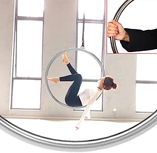 Aerial Hoop 32 Mm Ø Stahl-Lyra-Hoop-Set, Yoga-Luftreifen, Aerial Fitness Yoga-Ring für Zirkus-Tanz-Gymnastik-Performance, Lyra Hoop Yoga-Ausrüstung ( Color : Silver , Size : Diameter 100cm(39 3/8) )