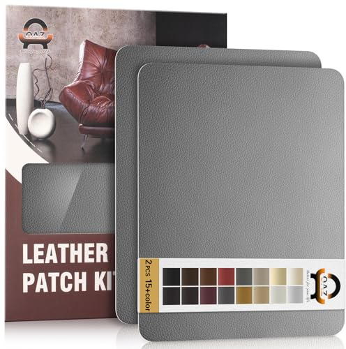 Kit di Riparazione in Pelle Grigio scuro, 28×21 cm Nastro Adesivo in Pelle, Pelle Adesiva per Riparazioni Patch di Riparazione in Pelle per Divani, Automobili, Reclinazioni, Borse, Tappezzeria