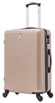 CELIMS - Valigia Media 20 kg Rigida Champagne a 4 Ruote Leggera | Valigia da Stiva 65cm | Lucchetto Integrato | ABS | Trolley Medio 65cm con 4 Ruote