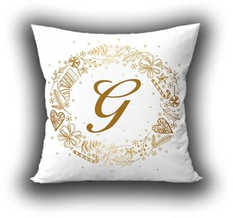Cuscino Personalizzato con Iniziale Nome a Tema Natalizio Idea Regalo Natale Auguri dedica Decorazioni Natalizie Addobbi Buone Feste Christmas Casa Divano Letto Bambini fidanzati Sposi Amici Famiglia
