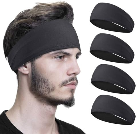 Goiern 4 Stück Sport Stirnband,Stirnband Herren,Schweißband, Stirnband Anti Rutsch, für Jogging, Laufen, Wandern, Fahrrad- und Motorrad Fahren