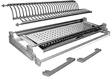 VI.TEL. Kit Scolapiatti a molla Acciaio Inox con Supporto Vasca e telaio griglia portapiatti (56 cm per pensile 60 cm)