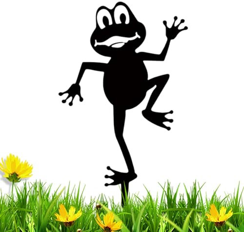 Décoration de jardin en forme de grenouille, piquet de jardin en forme de grenouille - Piquets de jardin en métal grenouille décoratifs - Sculpture artistique mignonne de grenouille en métal, pour cou