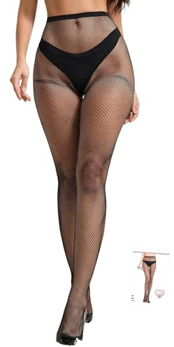 ohyeahlady Plus Size Fishnet Tights Womens Sexy Sheer High Waist Fish Net Tights Stretchy Tight High Stockings Pantyhose 3XL-5XL, Box Package