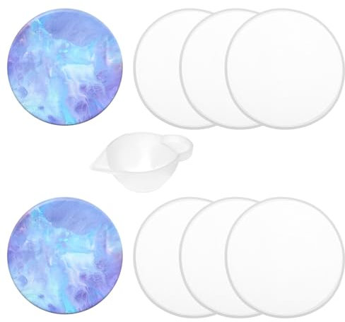 7 Pcs Resin Coaster Molds Silicone Coaster Molds for Epoxy Resin Thickened Round Coaster Resin Molds Moldes Para Resina Epoxica Round Silicone Molds Epoxy Resin Molds for Resin DIY Coasters