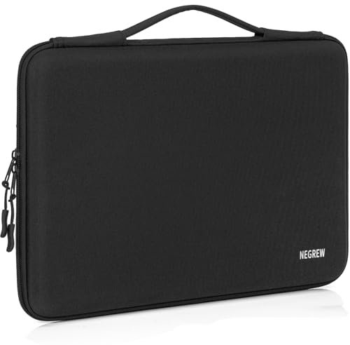 OUUTMEE Funda impermeable para ordenador portátil para MacBook, iPad, Acer, HP, Dell, Asus, con asa, funda protectora para tablet con bolsillo para accesorios, color negro