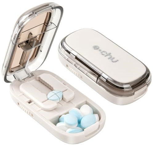 YAOZUP Taglia Pastiglie,Taglia Pillole,Tagliapillole Precisione in 2 e 4,Separatore di Pillole Portatile con Lama,Taglia Pillole di Precisione,Tagliapastiglie per Anziani,Bambini,Animali (Bianco)