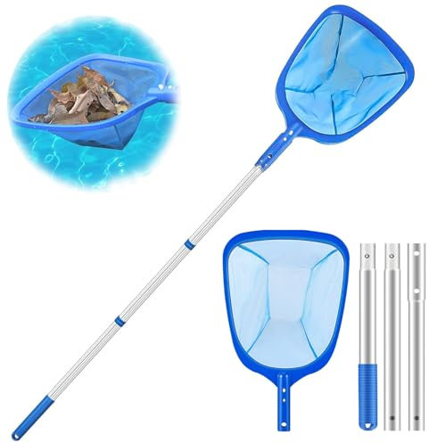 Tkxjry Rete per Piscina con 120cm Asta telescopica, Guadino per Piscina, Rete a Maglia Fine dello Skimmer, Kit Pulizia Piscina, Retino per Piscina Pulizia per Piscina Foglie e Detriti