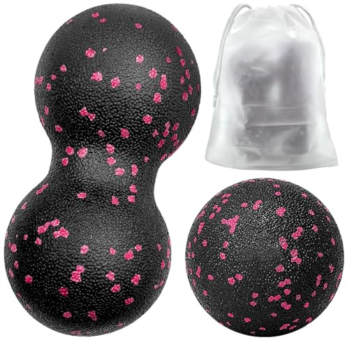 Gemtte Fascia Ball and Duoball, 2-Piece Massage Ball Set, Small Fascia Ball Neck for Spine, Foot, Neck and Back, Pink