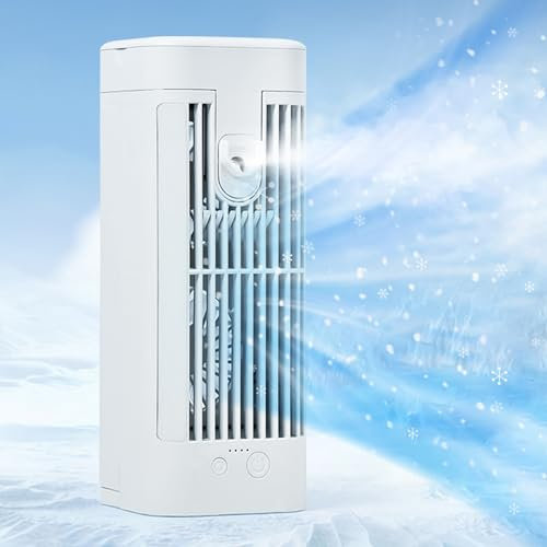 Portable Air Cooler, Mini Air Conditioner Desk Fan with Water Tank,Humidifier Personal Water-cooled Air Cooler Quiet Air Misting Fan for Home, Office,Kitchen 3 Speeds