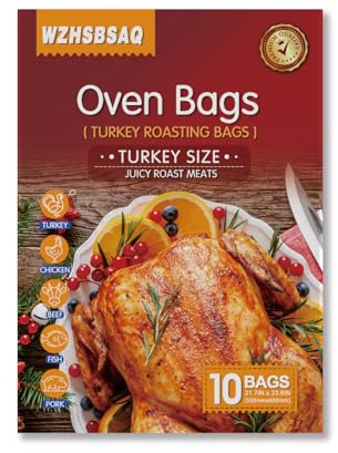 Turkey Roasting Bag - 21.7 inches x 23.6 inches, Large Oven Turkey Cooking Bag, Juice Lock Design, Delicious Turkey - Microwave Safe, Thanksgiving and Christmas Essential (10-Pack)