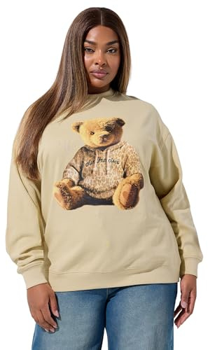 Yours Limited Collection Curve Natural Brown Leopard Print Teddy Sweatshirt - Women's - Plus Size Curve