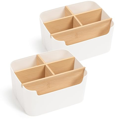 Kunoli 5 Fächer Stifte Organizer, Schreibtisch Organizer (Weiß-2 stück)