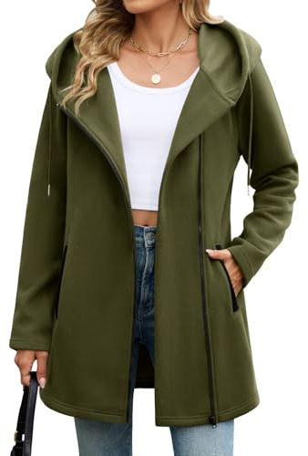 RITOSTA Lungo Felpa Donna con Zip e Cappuccio Felpe Donna Pile con Tasche Cotone Giacca Primaverile Autunno Sweatshirt Cappotto Elegante Giacche Hoodie Cardigan con Cerniera