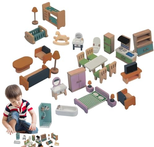 Trä Dockmöbler Miniatyrmöbler Leksaksmöbler | Miniatyr Möbler Leksak För Förskola Resor Klassrum Kalas Lek