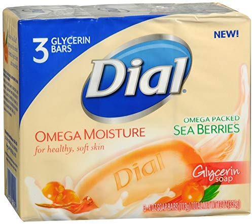 Dial Omega Moisture Glycerin Bar Soap, Sea Berries, 3 Count (Pack of 1)