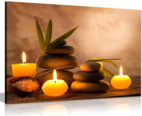 Panther Print, Canvas Wall Art and Framed Pictures for Bathroom Walls, Aromatic Candles and Zen Stones, Special Occasion Prints (36x24)