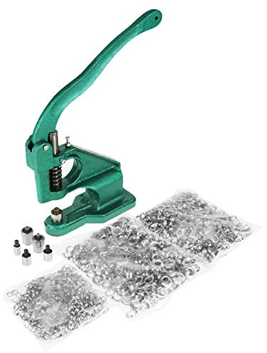 SOULONG Pratiche pinze per occhielli, macchina con 3 muffe, pressa per occhielli con 1500 beccucci da 6 mm, 10 mm e 12 mm