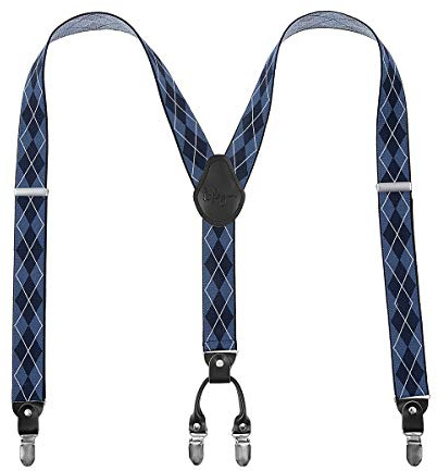 Lafayon Bretelle Uomo 4 Clips Y-Back Larghezza 3,5 cm Elastiche Regolabili e Robuste con Clips Resistenti in Metallo