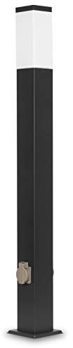 Grafner XL Wegeleuchte mit 2 Steckdosen, Höhe: 100 cm, Aluminium, E27, schwarz anthrazit, Wegleuchte Weglampe Gartenlampe Gartenleuchte Standlampe Außenstandleuchte Pollerleuchte