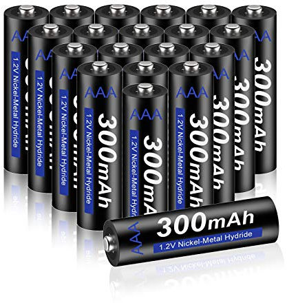 CITYORK Baterías Recargables AAA 300mAh 1.2V NiMH AAA Pilas Recargables, Paquete de 20, Baja Autodescarga y Precargadas, Ideal para Juguetes, Teclado/Mouse Inalámbricos