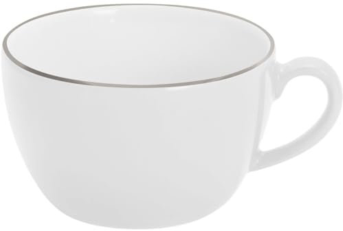 KAHLA 204708A69981C Pronto Line Cappuccino-Obertasse 0,25 l Line warm gray | Kaffeetasse mit Braun Linie aus Porzellan