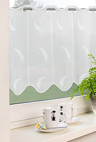 Experience by Omega Scheibengardine Bistrogardine Kurzgardine Meterware Fine Weiß Batist Federn 30 45 60 cm Größe 30 cm