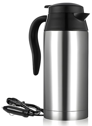 24V Viaje Coche Agua Hervidor, 750Ml Eléctrico Hervidor Coche Camión Pickup | RV Agua Hervidor de Acero Inoxidable Con Mechero Enchufe, para Acampar Al Aire Libre Té Café Beber