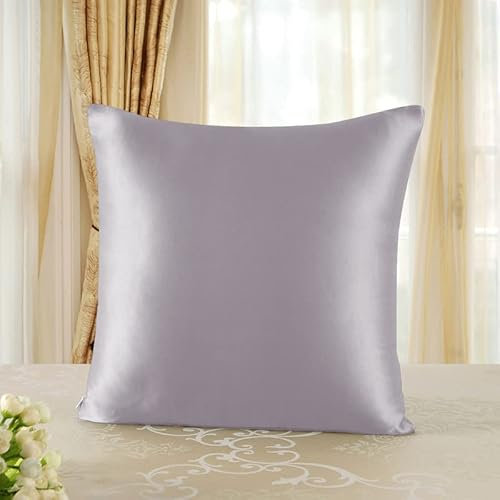townssilk Beidseitig 100% 19mm Pure Maulbeerseide Kissenbezug für Haar und Haut Gesundheit, 1 Stück 80x80cm Größe Kissenbezug mit verstecktem Reißverschluss 600 Fadenzahl Lilacpurple