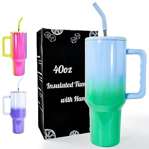 AGH life 40oz Thermobecher mit Strohhalm und Henkel, Doppelwandig Edelstahl Thermobecher, 1180 ML Tragbare Isolierter kaffeebecher, Reisebecher ThermoTrinkbecher Tumbler Cup