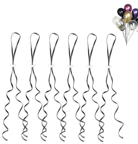 GoldRock Ballonverschlüsse Helium mit Schnur für Luftballons,100 Stück Ballonband Schwarz,Luftballon Verschlüsse,Luftballon Schnüre, Schnur zum Luftballon Aufhängen für Hochzeitsfeier,Geburtstag,Party