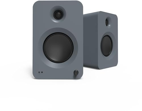Kanto REN - Sistema de altavoces alimentados de 200 W con entrada HDMI ARC para TV y cine en casa | USB-C y Bluetooth 5.3 | Filtro de paso alto/bajo | Par | Gris mate