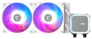 MSI MAG Coreliquid A13 240 White - AIO ARGB CPU Liquid Cooler - 240mm Radiator - LGA 1700/1851 / AM5/AM4 Compatible - Dual 120mm ARGB PWM Fans, White