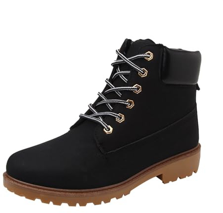 lightning deals of the day today sale Ladies Ankle Boots Womens Snow Shoes Fur Lined Winter Combat Boot Warm Lace Up Flat Booties Comfy Fashion Outdoor Shoes Waterproof women's trekking & hiking boots