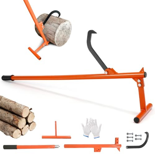 Levier d'abattage 130 cm, levier à bois, levier d'abattage avec crochet pivotant, ouverture max 32 cm, levier à grume forgé avec crochet pivotant et poignée antidérapante, levier pour l'abattage