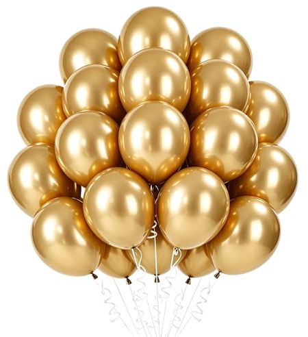 Ballonger i guld, 50 st. 30 cm (12 tum) guldluftballonger för födelsedag, latexballonger för festdekoration, bröllop, årsdag