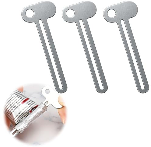tiyiyok Presse Tube Dentifrice 3 Pièces, Distributeur Dentifrice Presse Tuyau à Clé Métallique pour Dentifrice, Crème, Cosmétiques, Etc, Un Petit Objet Indispensable pour la Famille, Argent