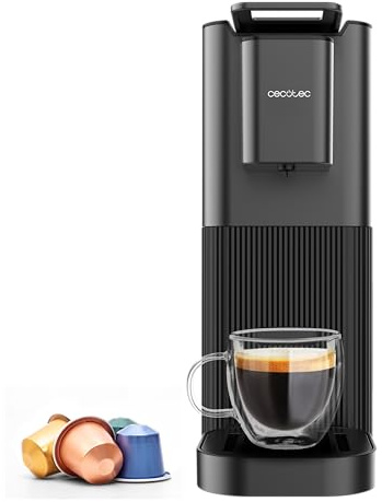 Cecotec Cafetera de Cápsula Power Caps 20. 1400W, 20Bares, Thermoblock, Compatible Cápsulas Nespresso, Depósito Agua 700ml, Autoapagado, Altura Regulable, Filtro Desmontable, 2 Modos, Antideslizante