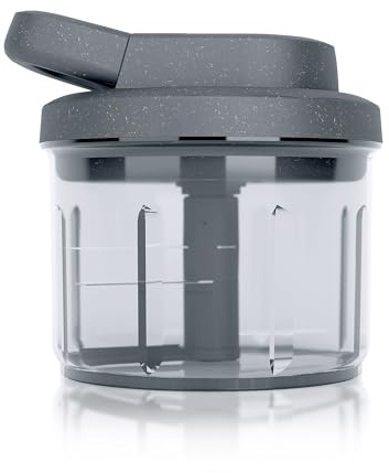 Zyliss Easy Pull Food Processor | 800ml Capacity | Manual Handheld Onion/Garlic/Vegetable Chopper/Slicer/Blender With Pull Cord | Grey | Dishwasher Safe