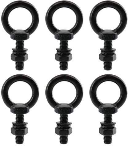 Antrader Lifting Shoulder Eye Bolts,M10 Stainless Steel Machinery Shoulder Lifting Eye Bolt with Lock Nuts,Lock Washers,Flat Washers,M10 x 35mm,Black,6 Sets