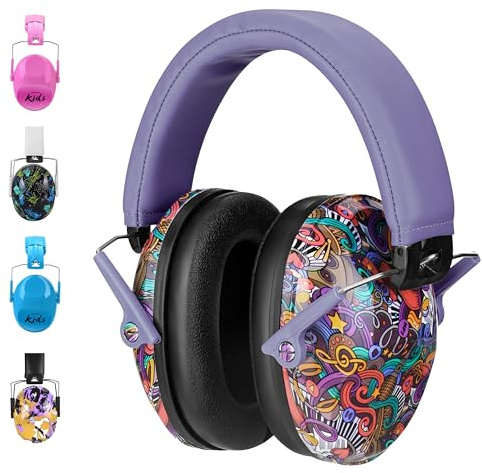 Cascos Antirruido para Niños 3-14 Años – SNR 28 dB; Protectores Auditivos Plegables y Ajustables; Orejeras Insonorizadas para Conciertos; Fuegos Artificiales, Estudio, Ideales para Autismo (MUSIC)