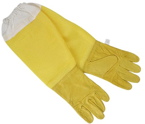 LABRIMP Guantes de Apicultura de Piel de Oveja, Tamaño Mediano, Protección Antipicaduras para Apicultores, Guantes Resistentes para Manejo de Abejas en Granjas y Colmenas, Accesorio